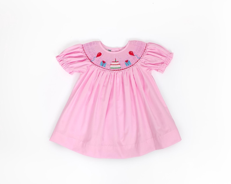 Birthday Cake Pink Smocked Bubble